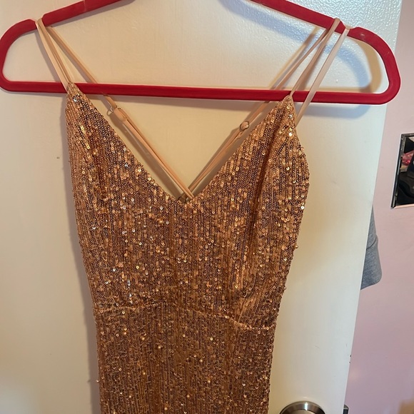 gold sequined dress Womens Rose Gold Sequin Dress
